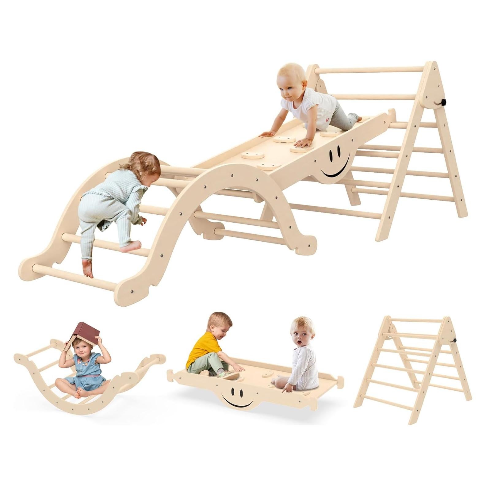 Conjunto Triángulo Pikler BIERUM 8 en 1 Madera Natural