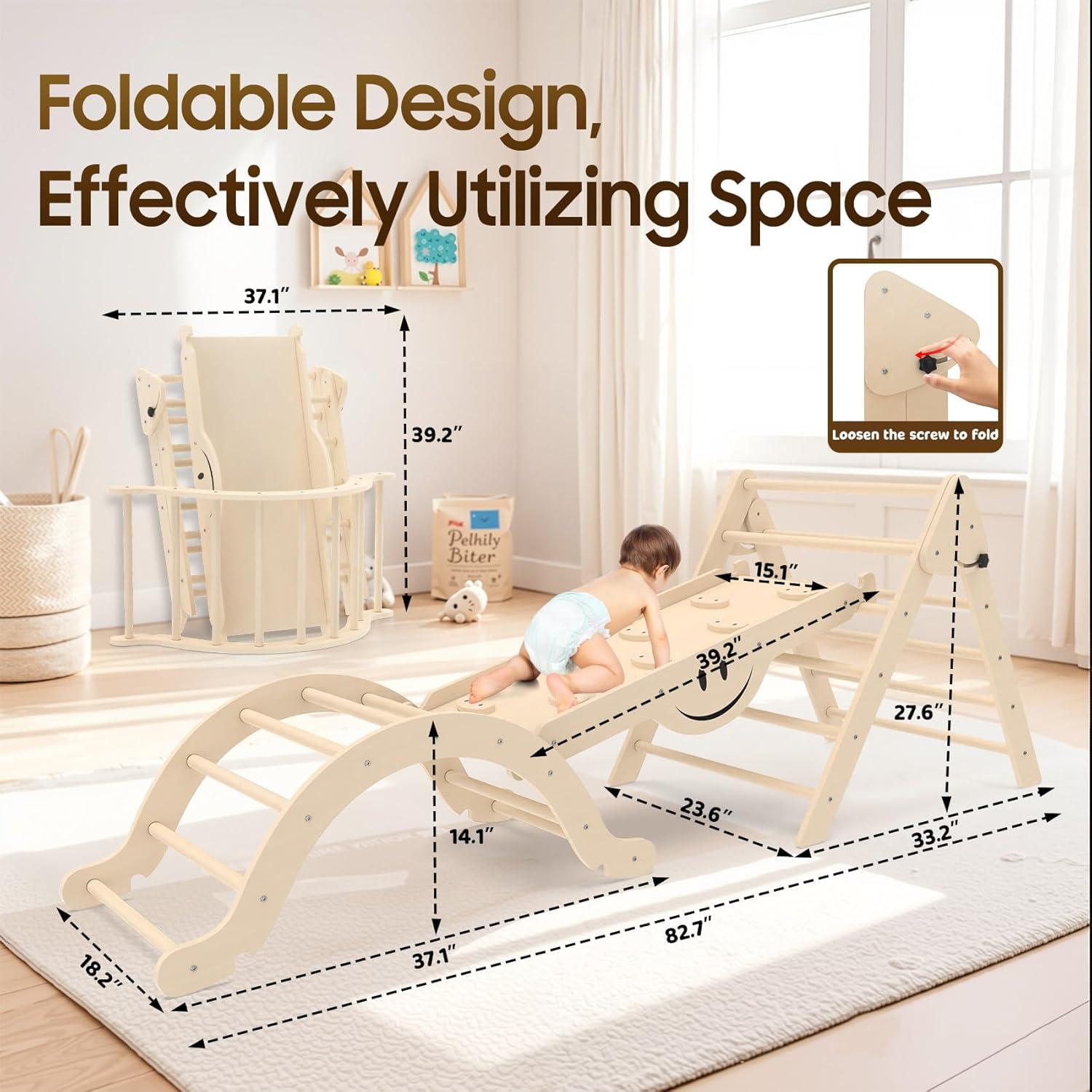 Conjunto Triángulo Pikler BIERUM 8 en 1 Madera Natural