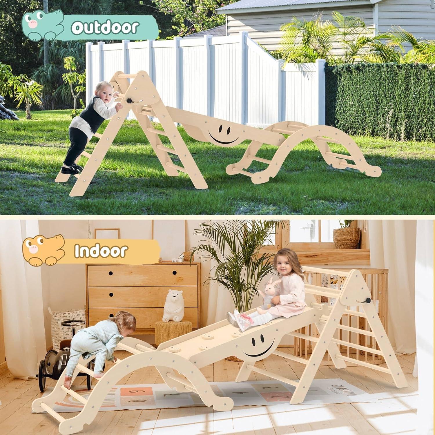 Conjunto Triángulo Pikler BIERUM 8 en 1 Madera Natural