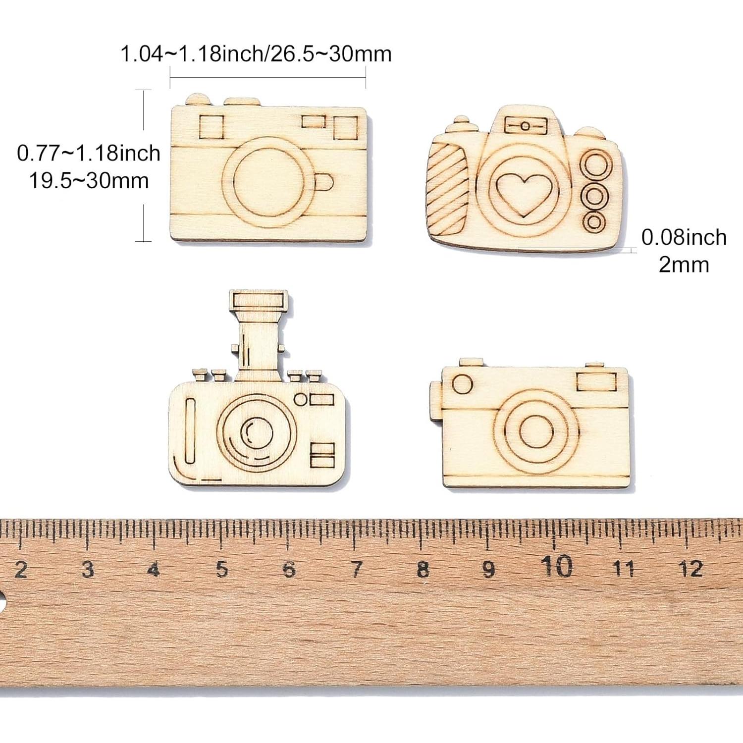 Recortes de Madera en Forma de Cámara UR URLIFEHALL 100 Pcs