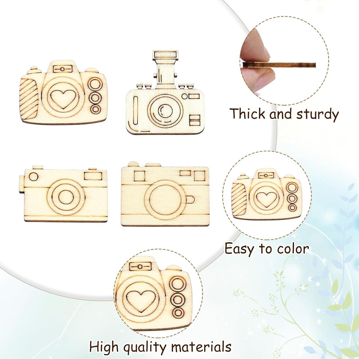 Recortes de Madera en Forma de Cámara UR URLIFEHALL 100 Pcs