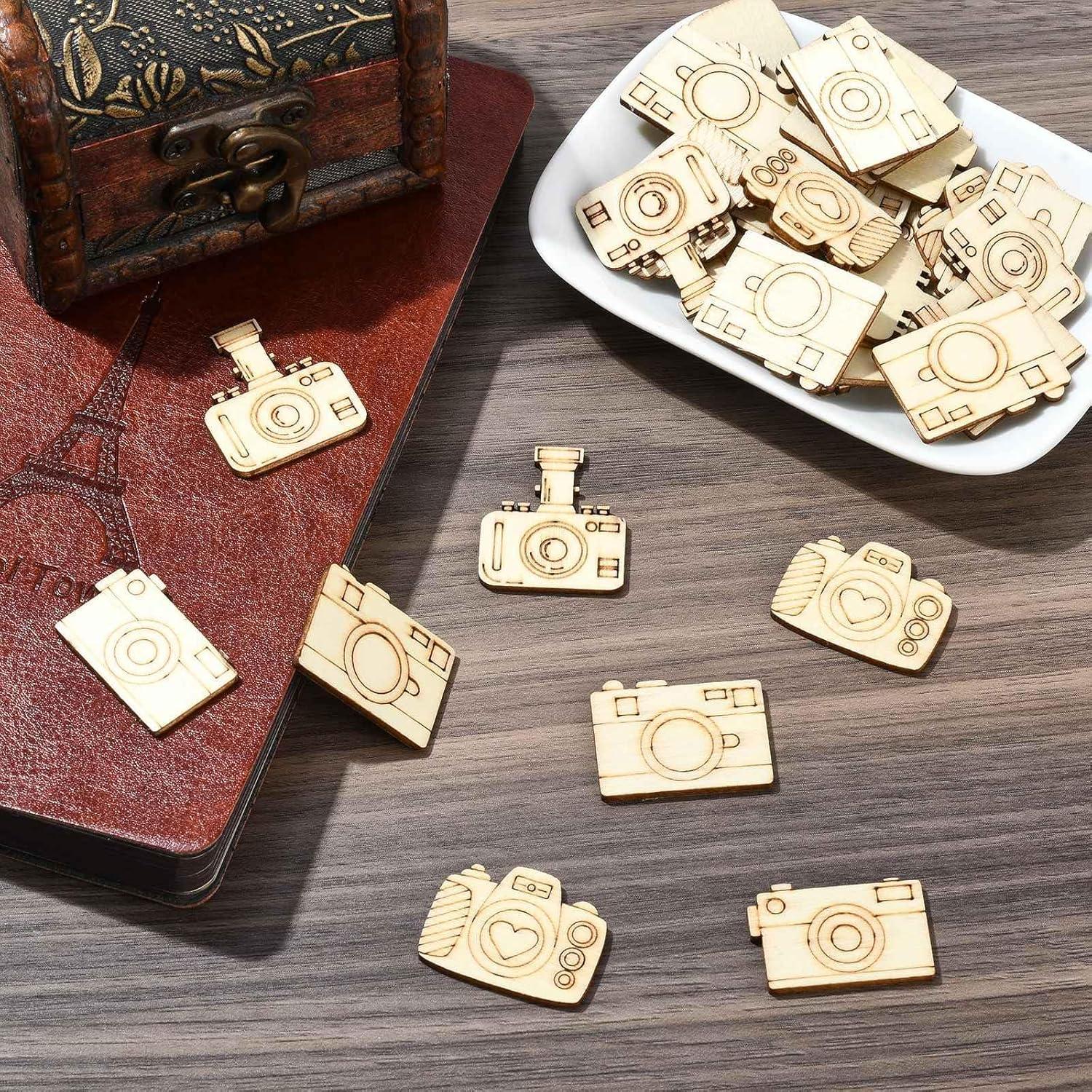 Recortes de Madera en Forma de Cámara UR URLIFEHALL 100 Pcs