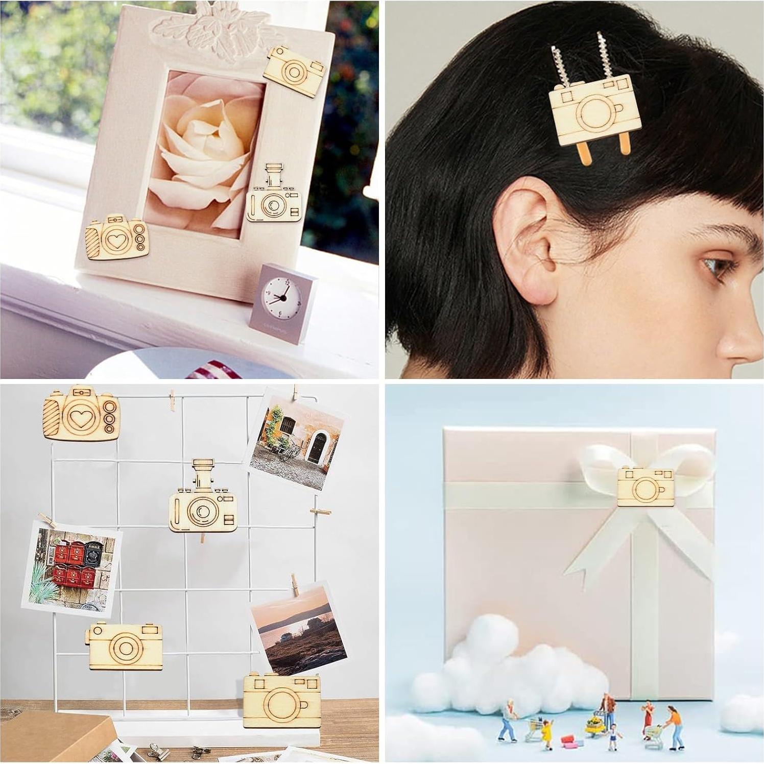 Recortes de Madera en Forma de Cámara UR URLIFEHALL 100 Pcs