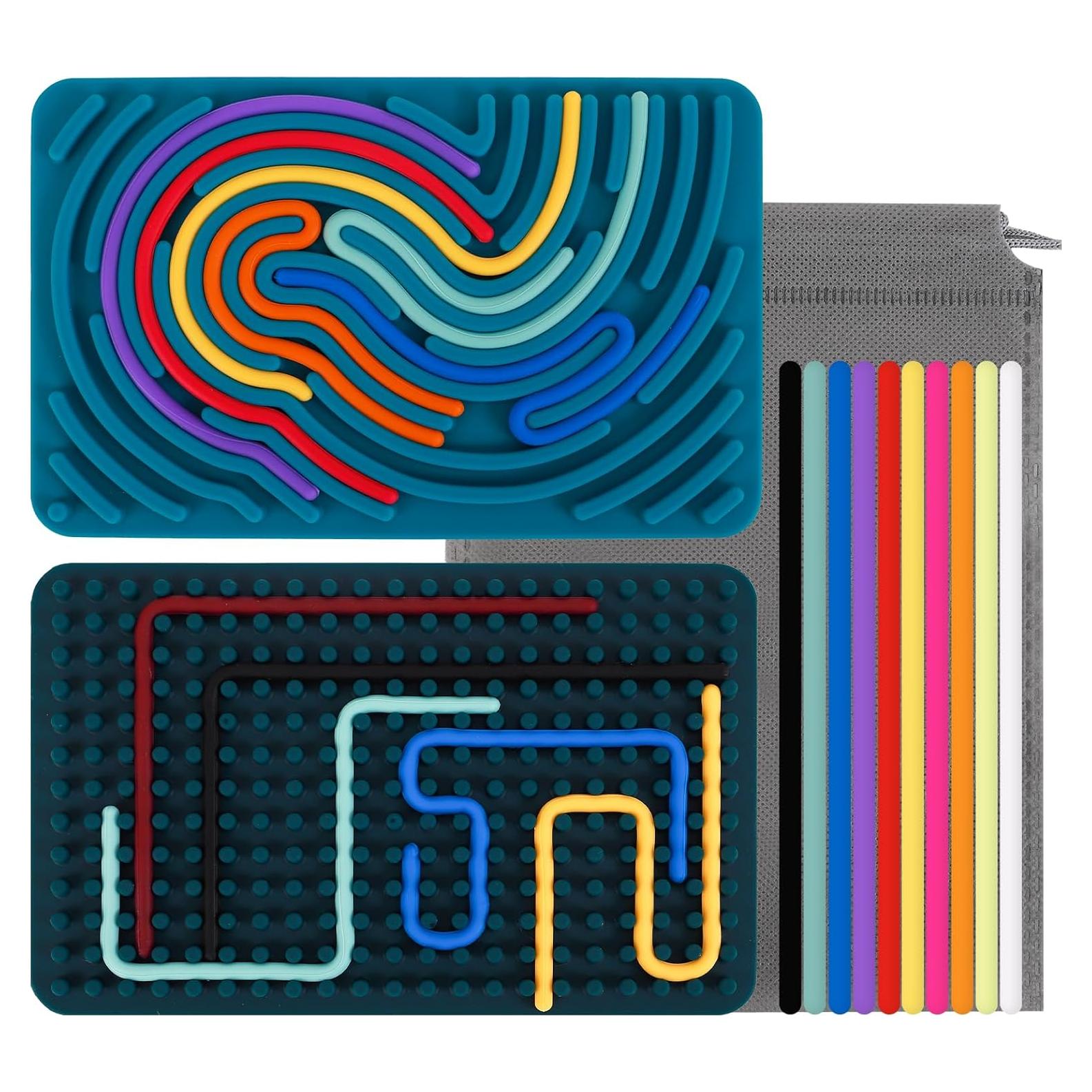 Tablero de Actividad Sensorial FIIOEOY 2PCS Verde y Azul