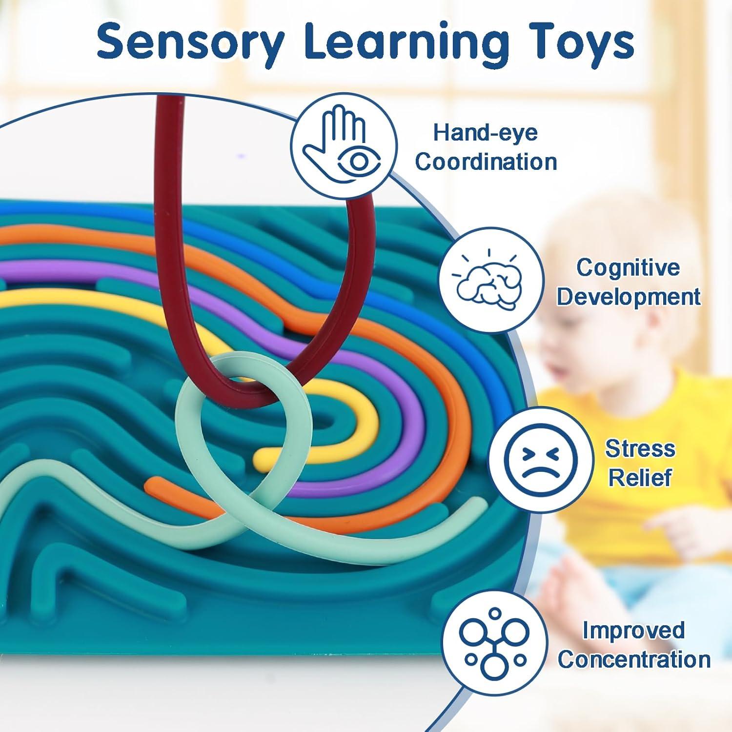 Tablero de Actividad Sensorial FIIOEOY 2PCS Verde y Azul