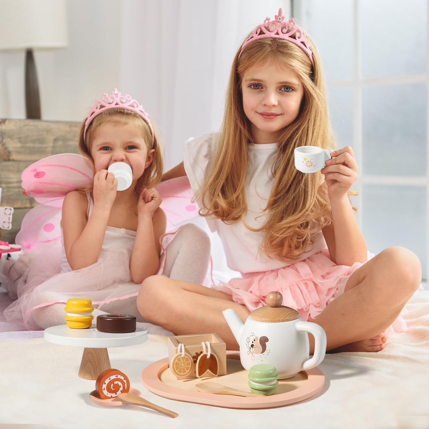 Conjunto de Té de Madera OMYBaby 19 Piezas para Niños 3A+