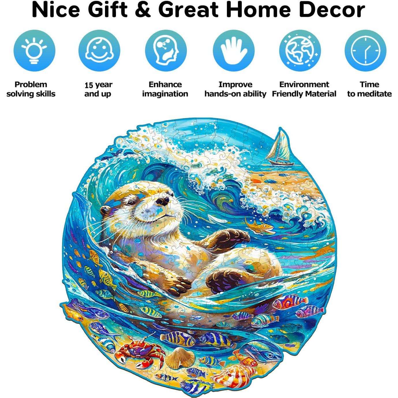 Rompecabezas de Madera Jigfoxy Nutria 100 Piezas 21.6x21.1cm