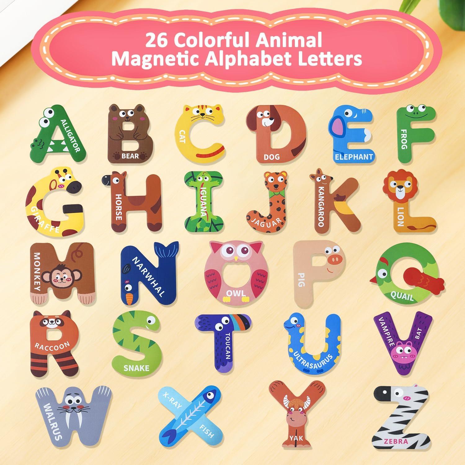 Letras Magnéticas para Niños - 26 Imán de Animales Coloridos