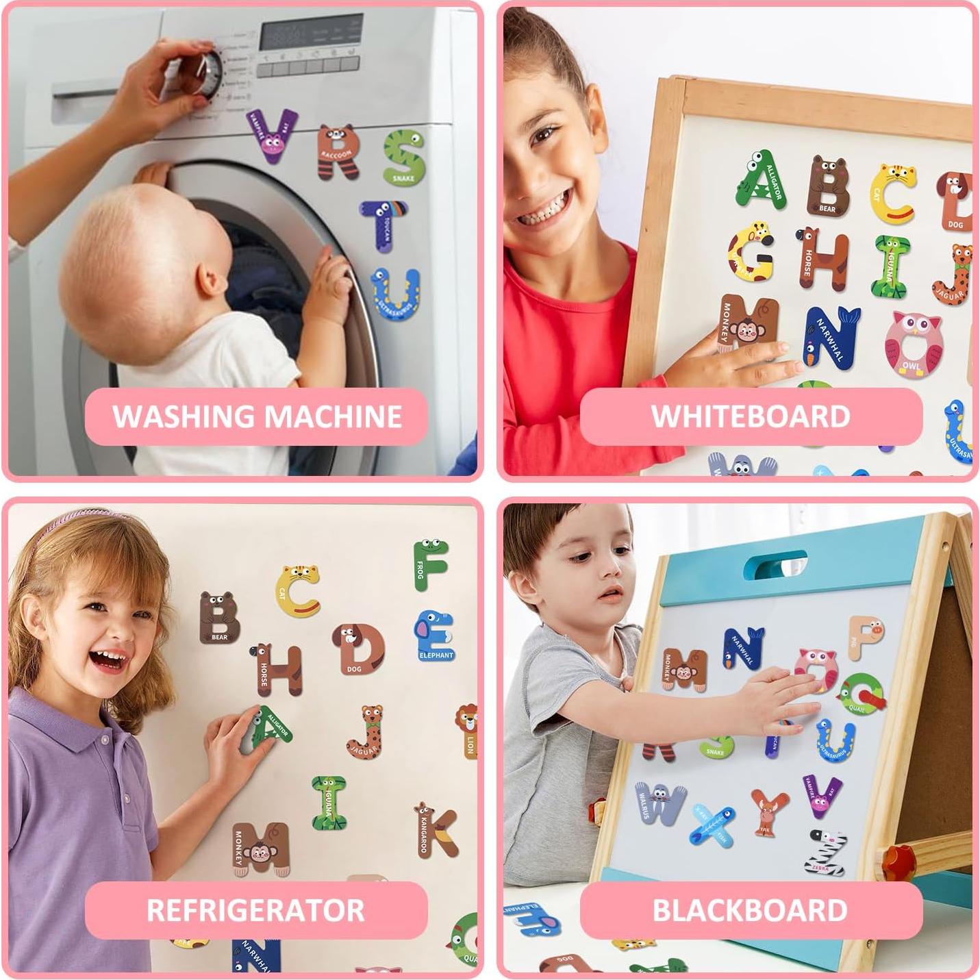 Letras Magnéticas para Niños - 26 Imán de Animales Coloridos