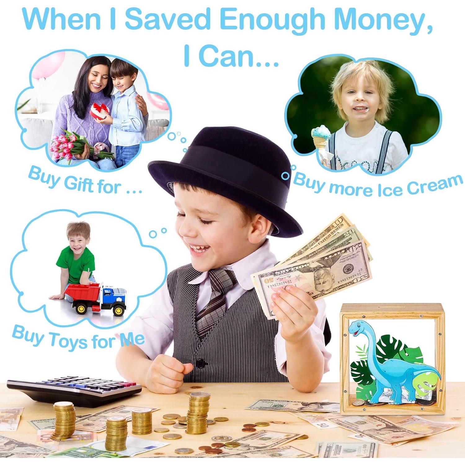 Hucha de Madera DIY ICOSY Unicornio Dinosaurio 15x15 cm