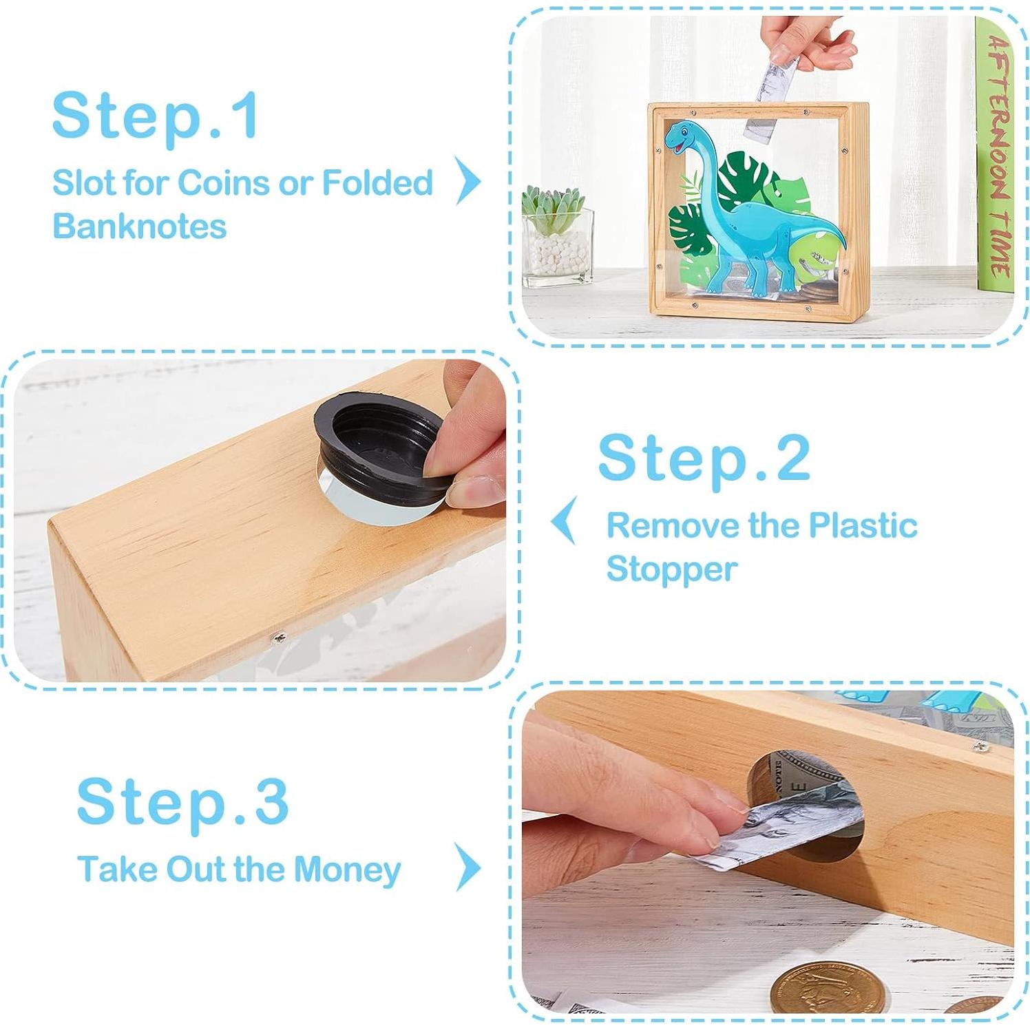 Hucha de Madera DIY ICOSY Unicornio Dinosaurio 15x15 cm