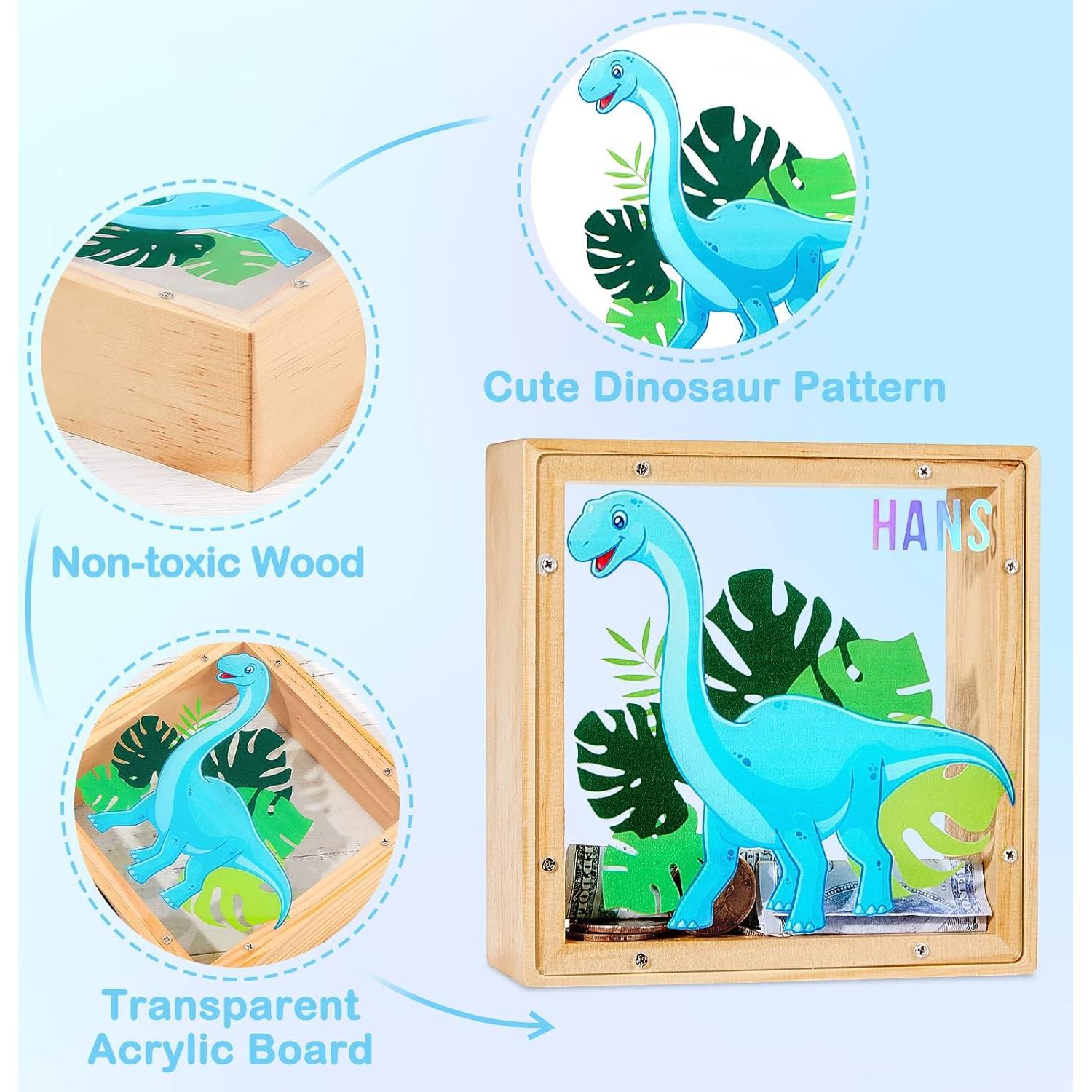 Hucha de Madera DIY ICOSY Unicornio Dinosaurio 15x15 cm