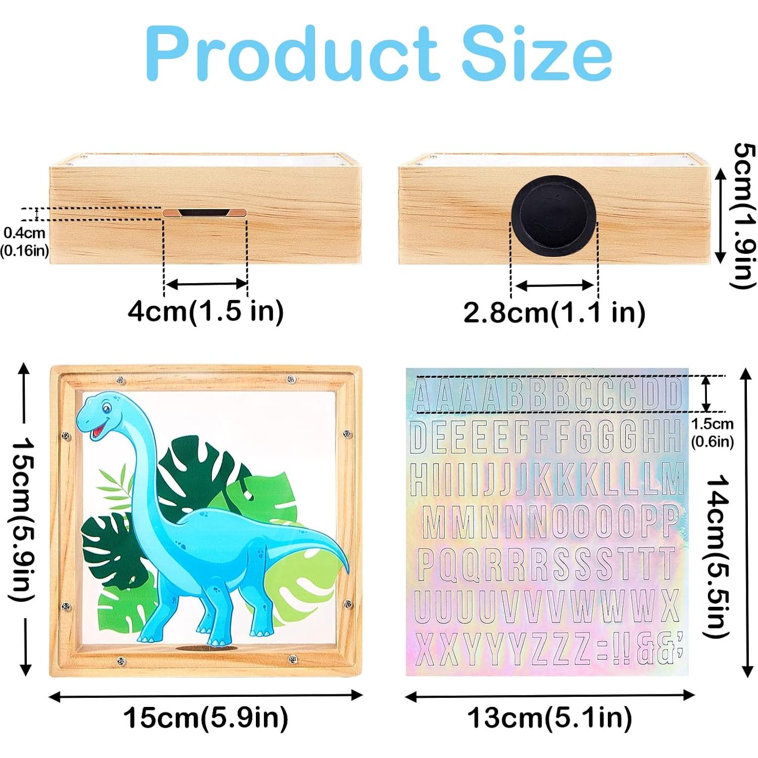 Hucha de Madera DIY ICOSY Unicornio Dinosaurio 15x15 cm