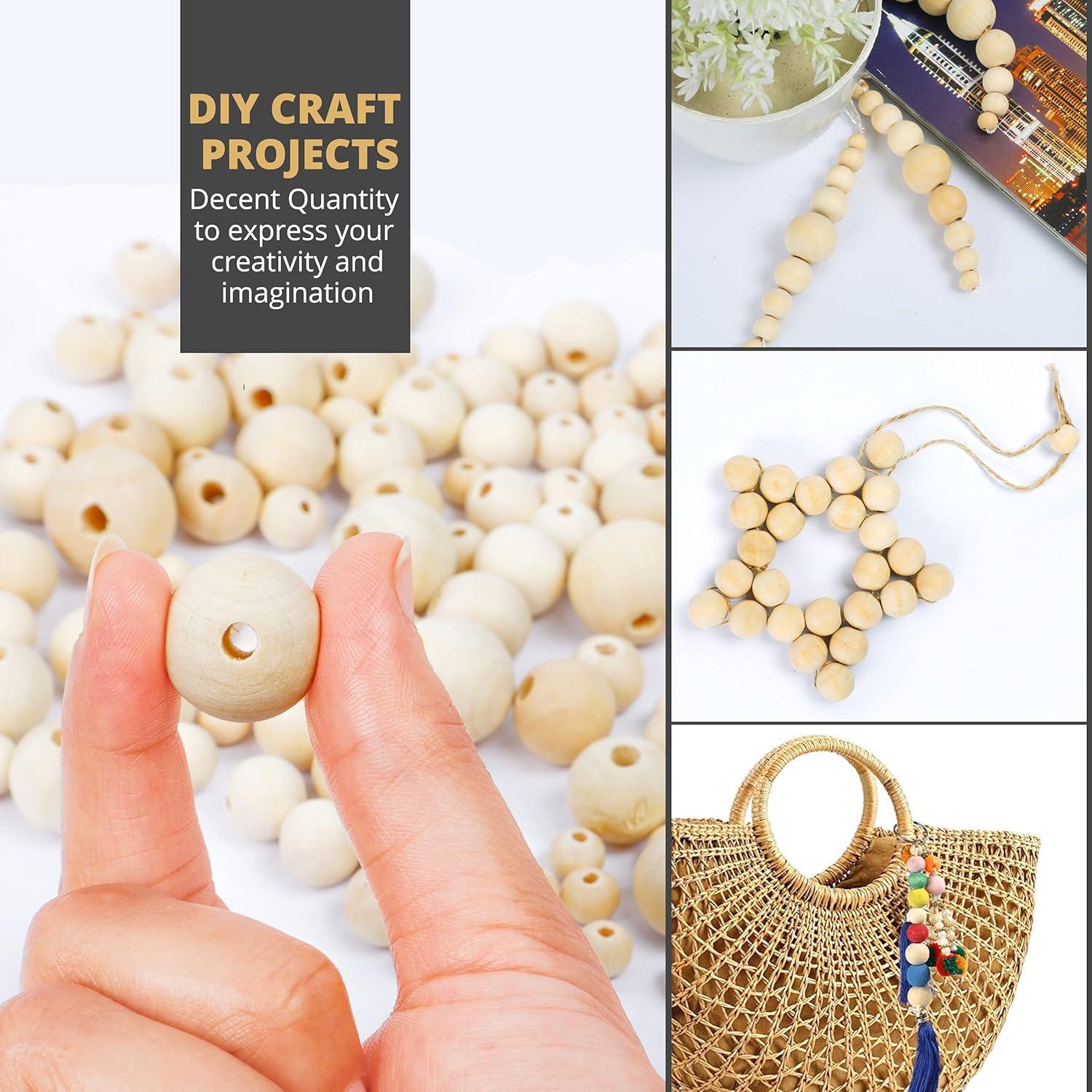 500 Perlas de Madera Natural Craftarys - 6 Tamaños para Manualidades