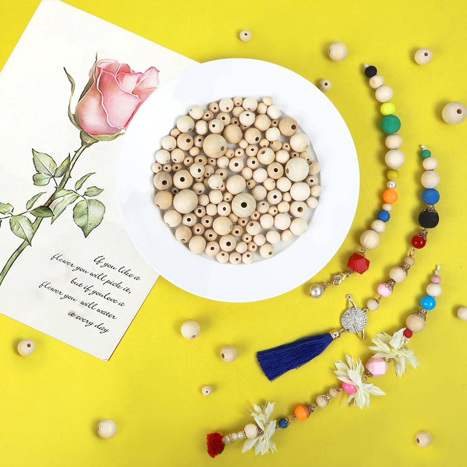 500 Perlas de Madera Natural Craftarys - 6 Tamaños para Manualidades