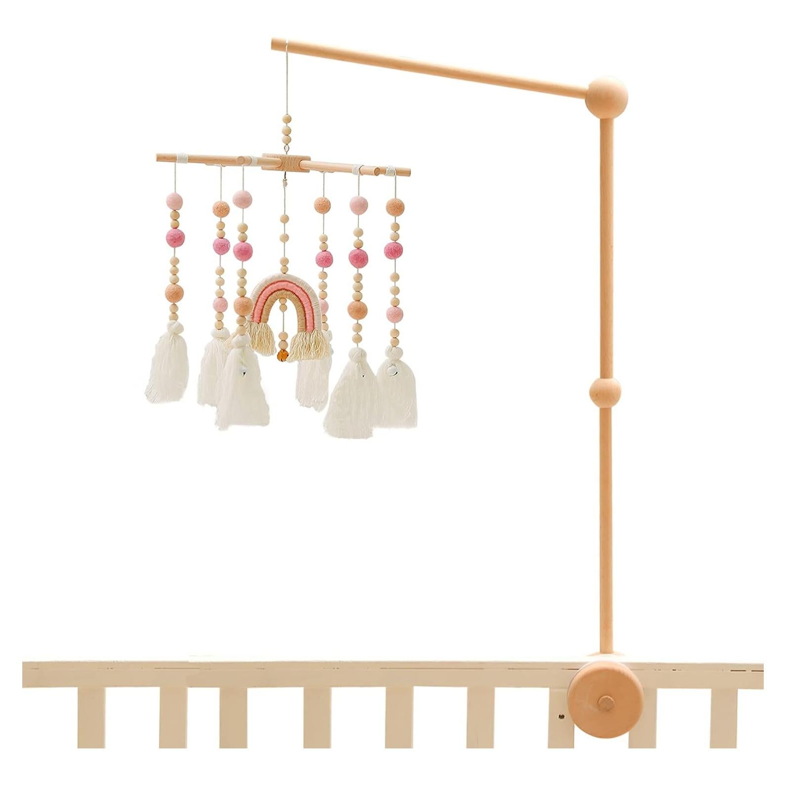 Móvil de Cuna Portátil HZHT Arcoíris de Fieltro y Madera