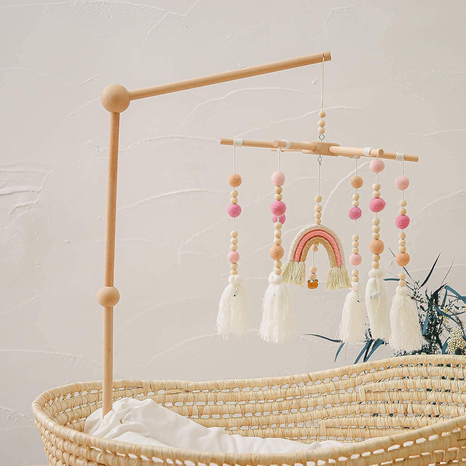 Móvil de Cuna Portátil HZHT Arcoíris de Fieltro y Madera