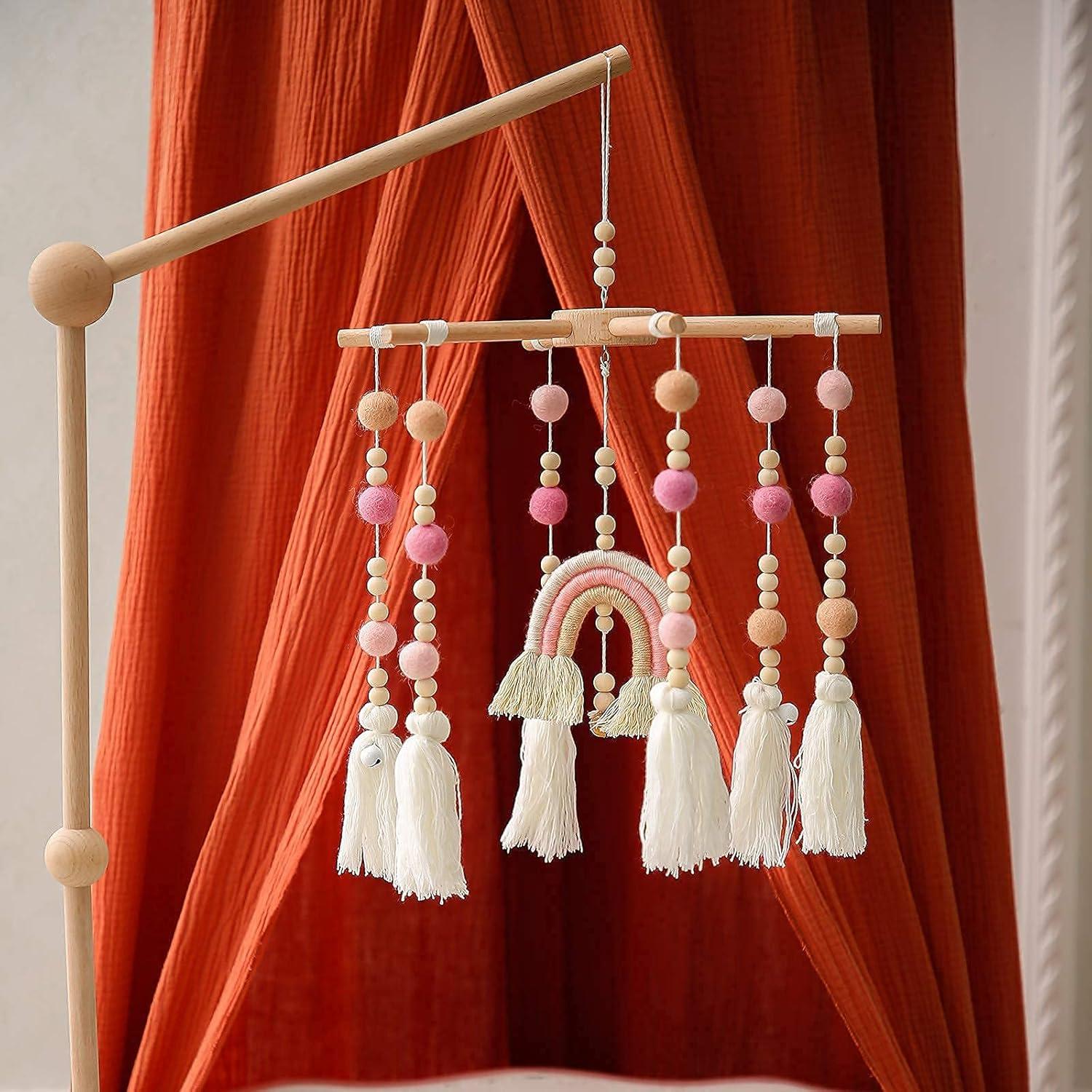 Móvil de Cuna Portátil HZHT Arcoíris de Fieltro y Madera