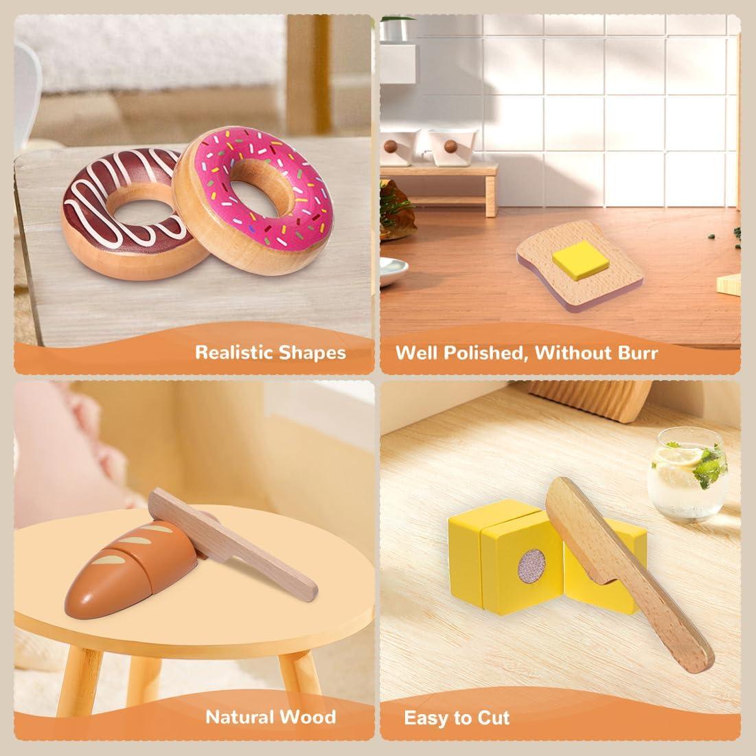 Set de Juguetes de Comida de Panadería de Madera Inslat 13 PCS