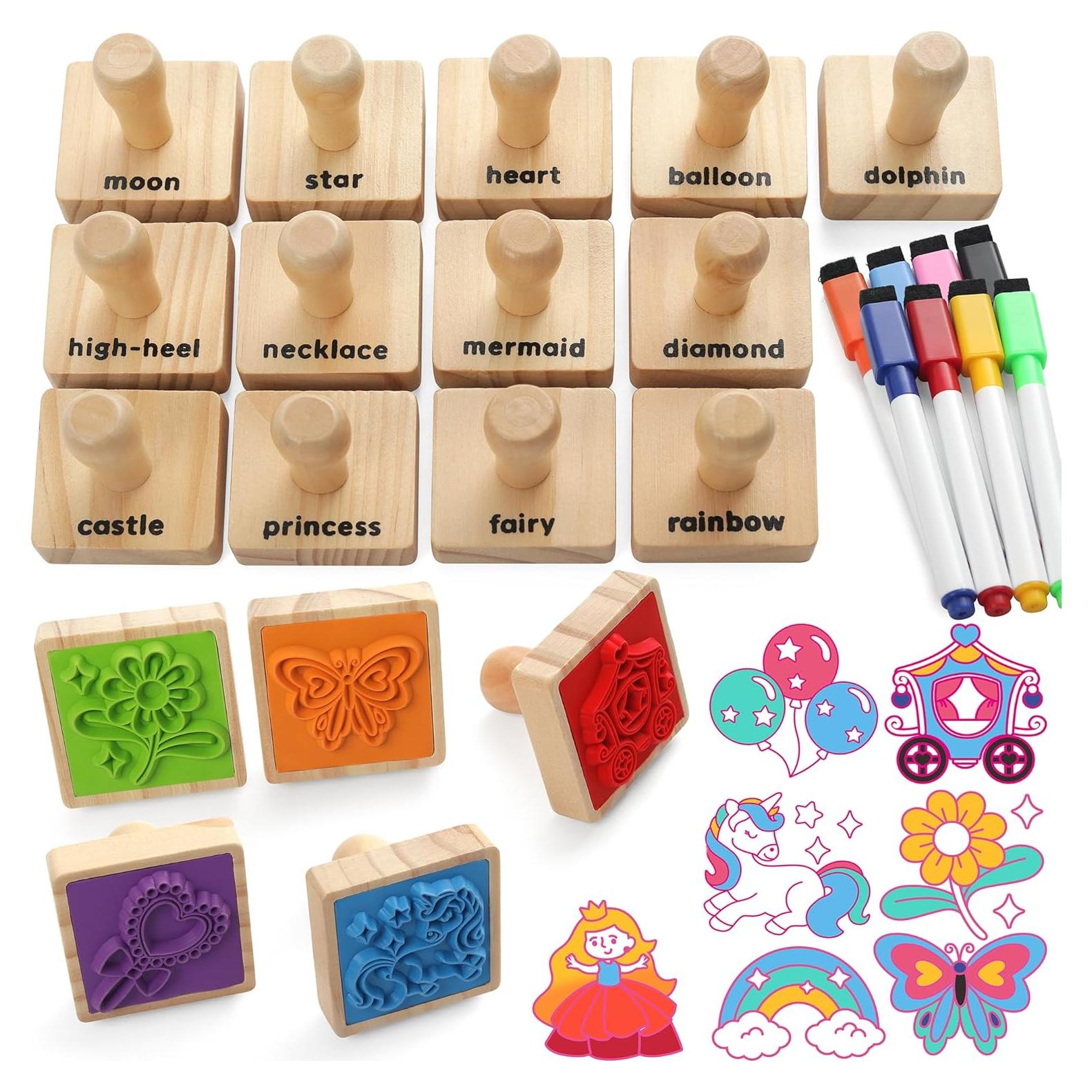 Juego de Sellos de Animales de Madera Coogam - 20 Piezas para Manualidades