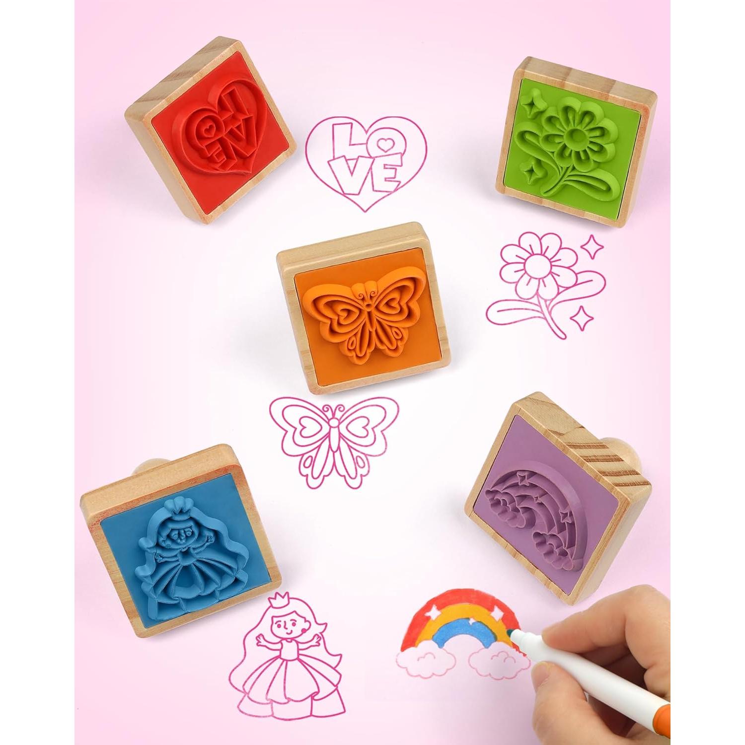 Juego de Sellos de Animales de Madera Coogam - 20 Piezas para Manualidades