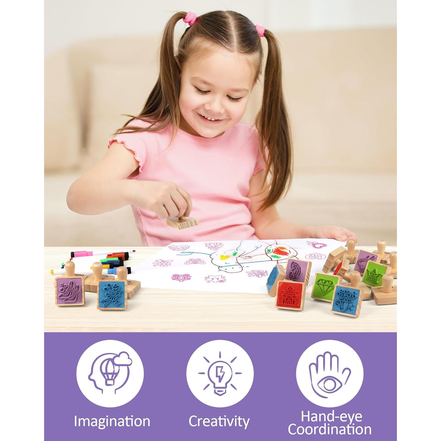 Juego de Sellos de Animales de Madera Coogam - 20 Piezas para Manualidades