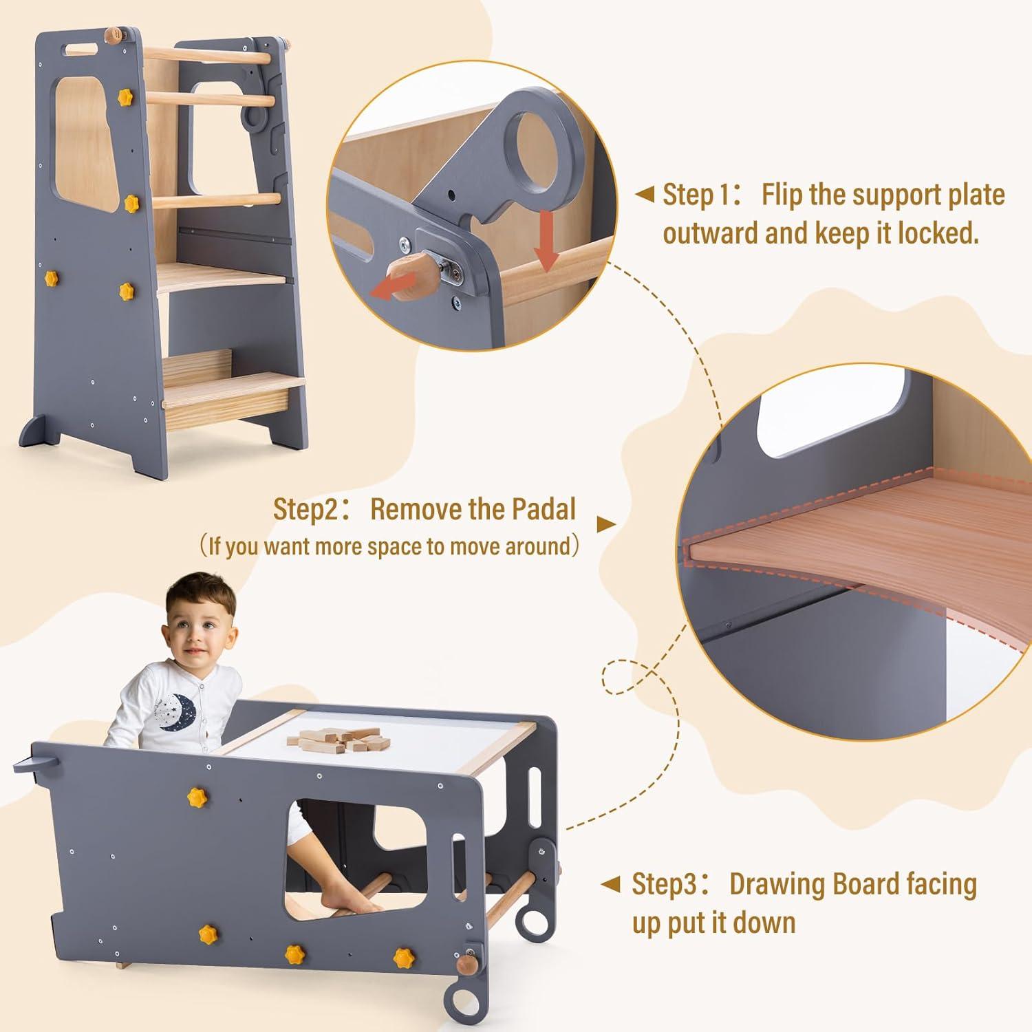 Torre de Pie Ajustable Gewitt para Niños Pequeños - Antideslizante