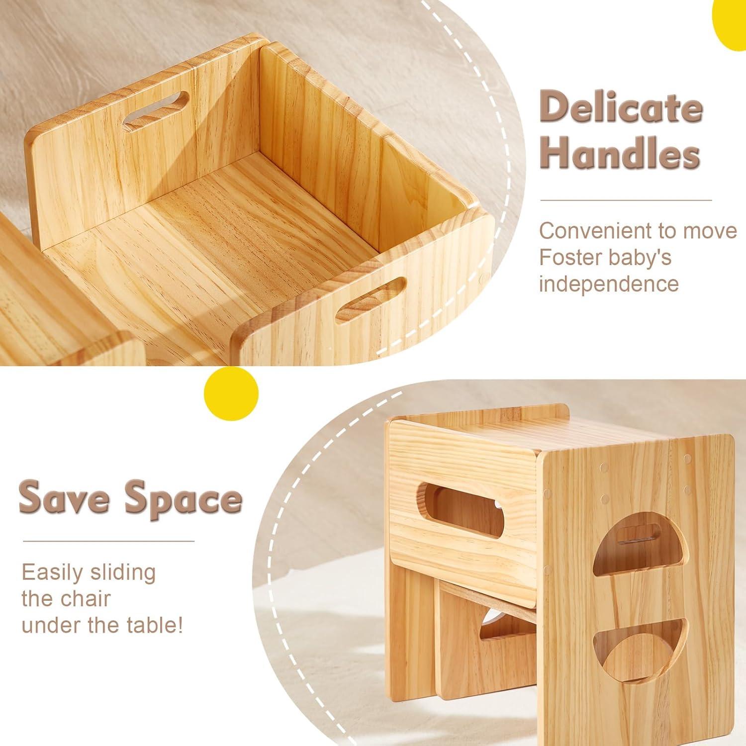 Conjunto de Mesa y Silla Montessori FUNLIO Ajustable Natural