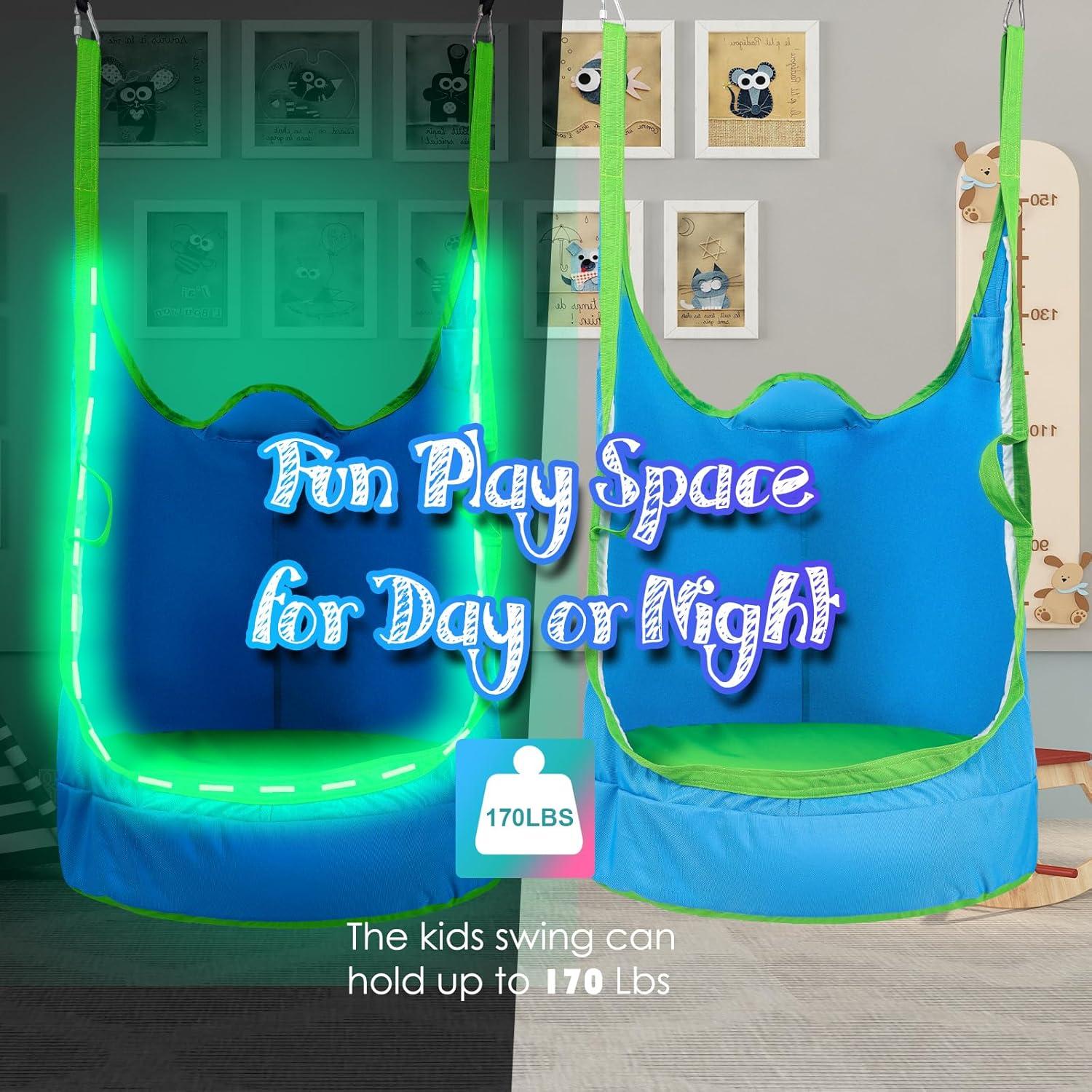 Silla Columpio Pod YAERSI Azul 900D para Niños con Luces LED