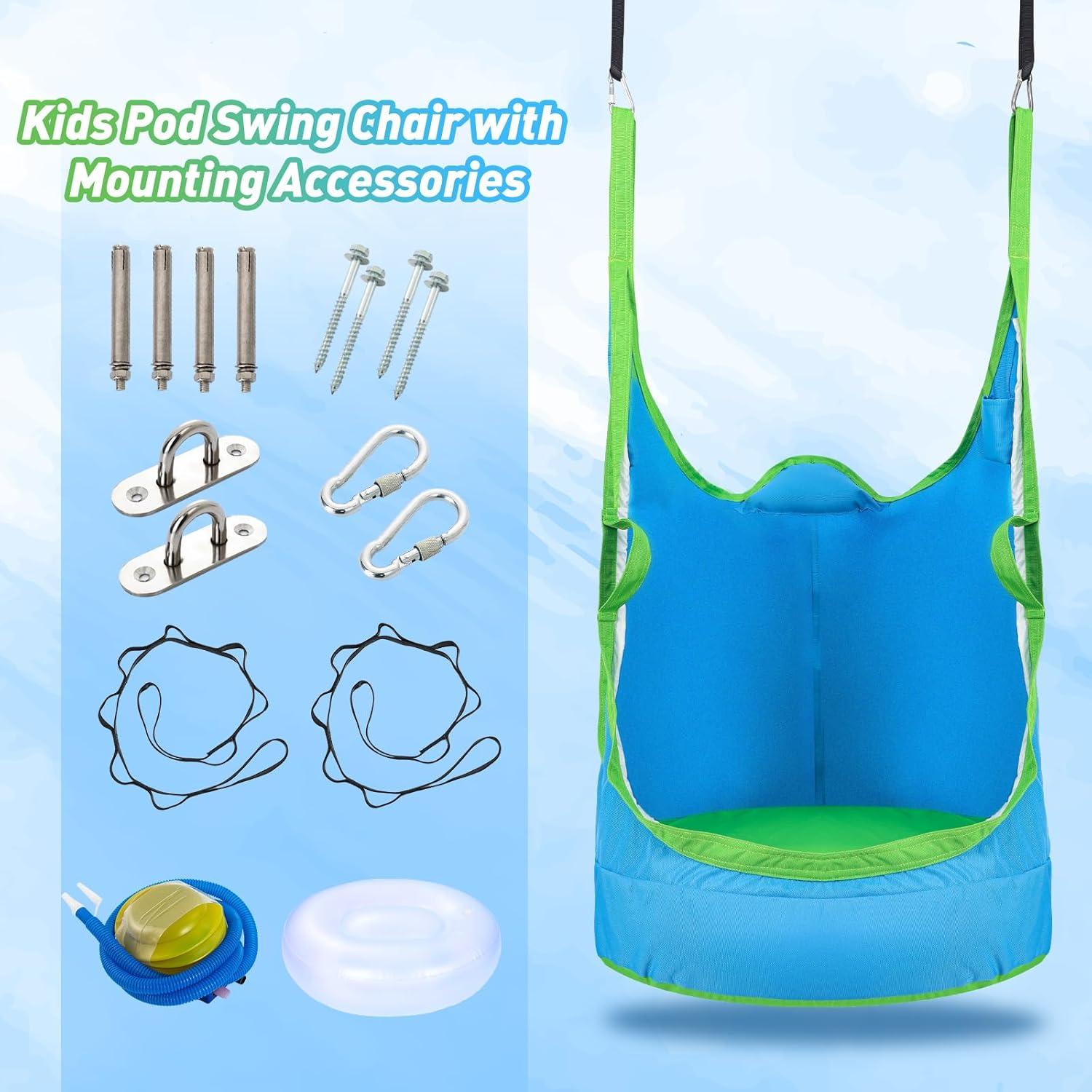 Silla Columpio Pod YAERSI Azul 900D para Niños con Luces LED