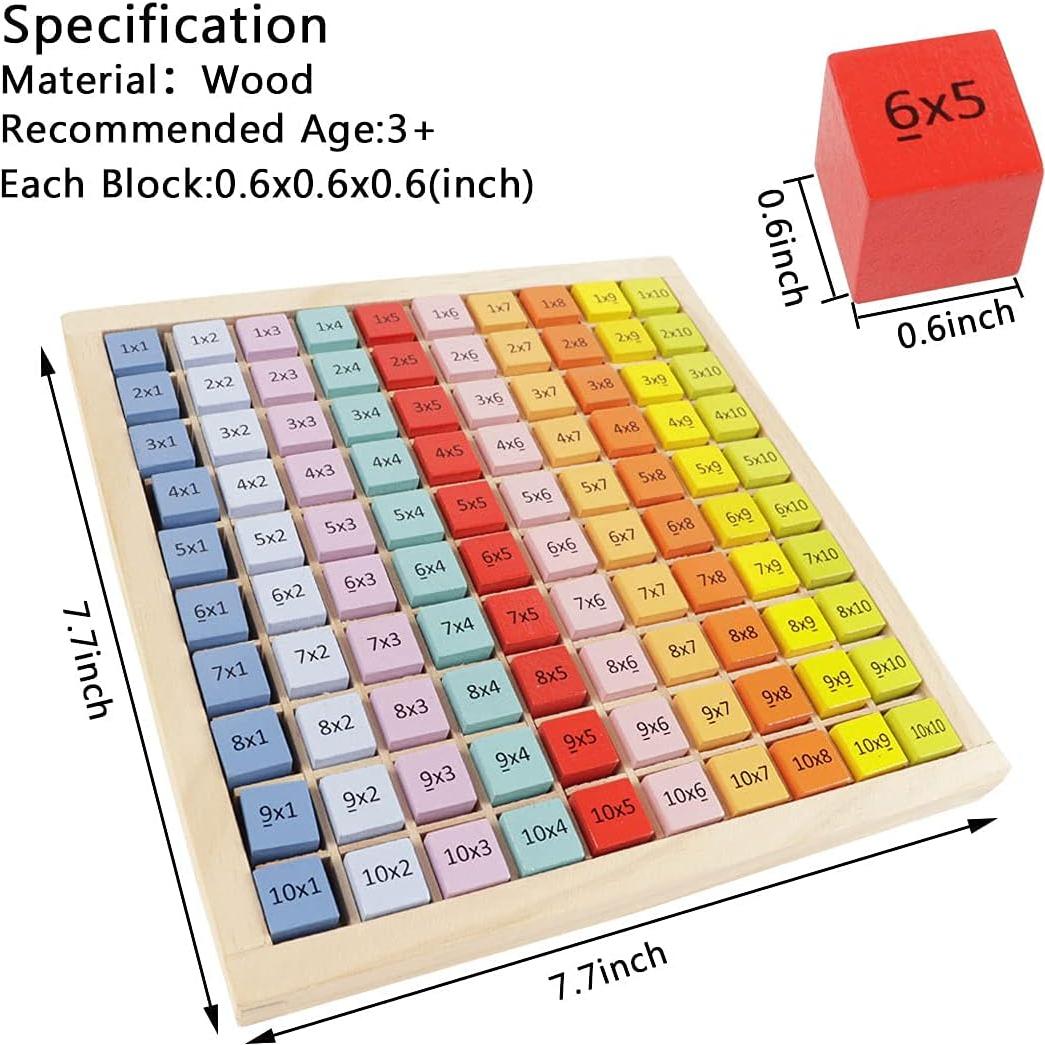 Tabla de Multiplicación de Madera CICITOYWO 20.3x20.3cm