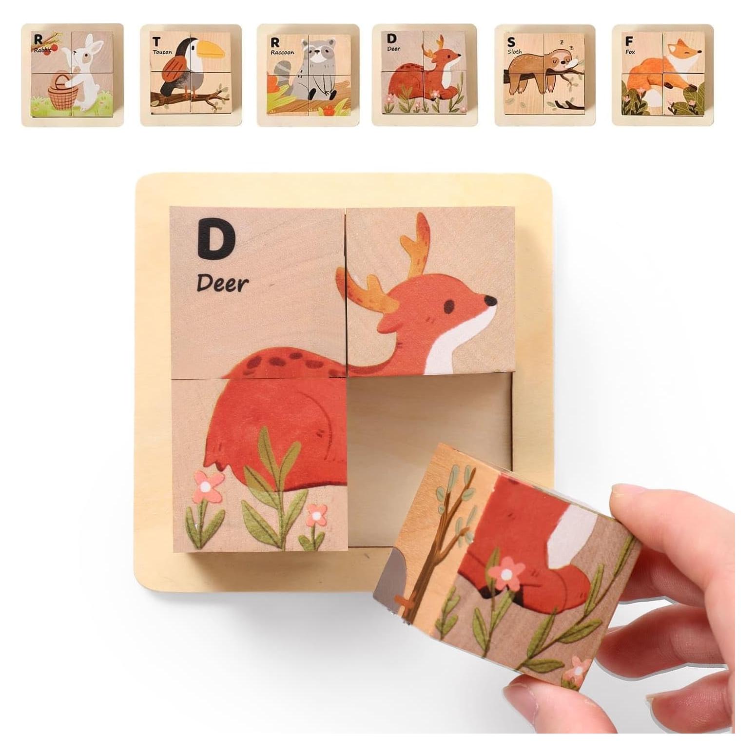 Rompecabezas de Madera 6 en 1 IEATFO Animales del Bosque