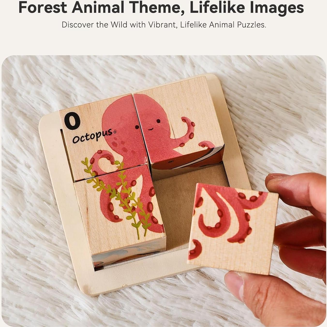 Rompecabezas de Madera 6 en 1 IEATFO Animales del Bosque