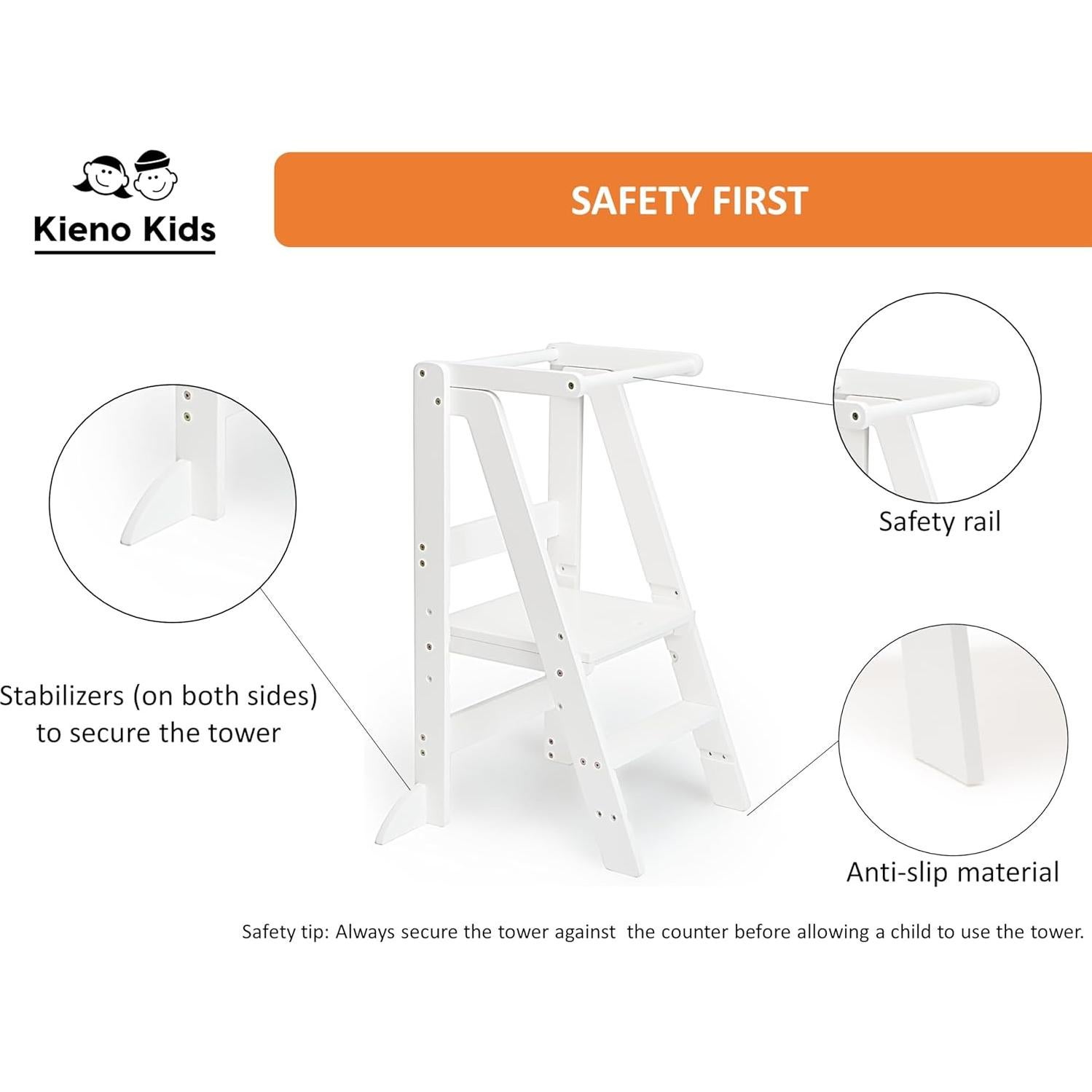 Taburete Plegable para Niños Kieno Kids Blanco 91.4 cm