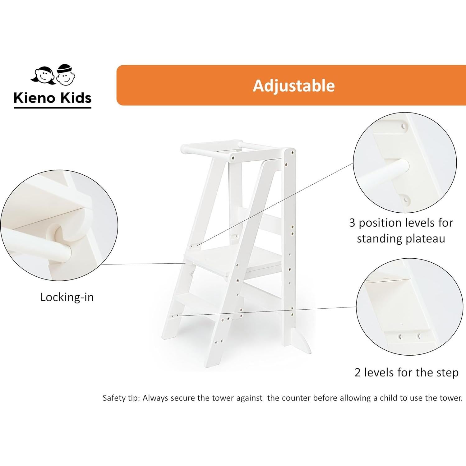 Taburete Plegable para Niños Kieno Kids Blanco 91.4 cm