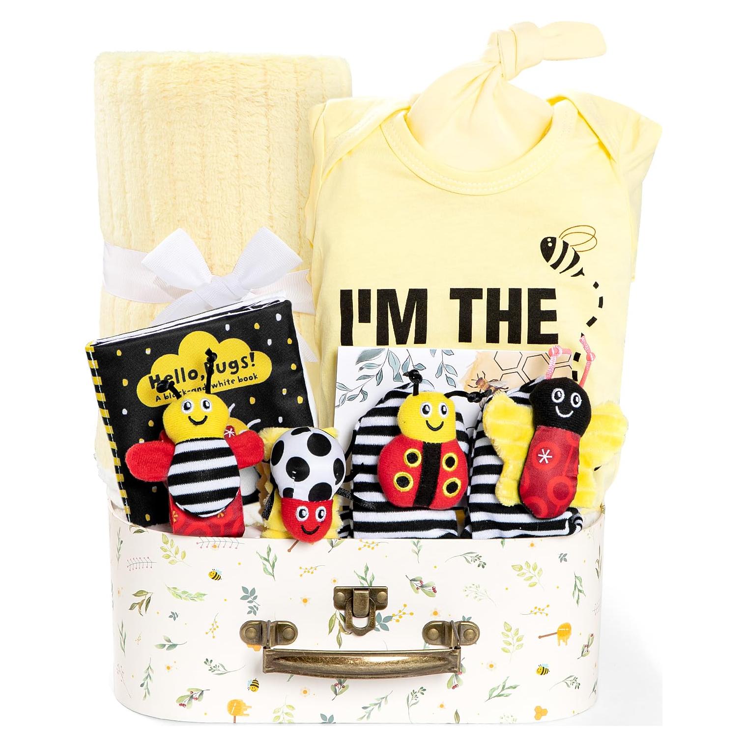 Juego de Regalo para Bebés iAOVUEBY - Canasta Abeja 0-6 Meses