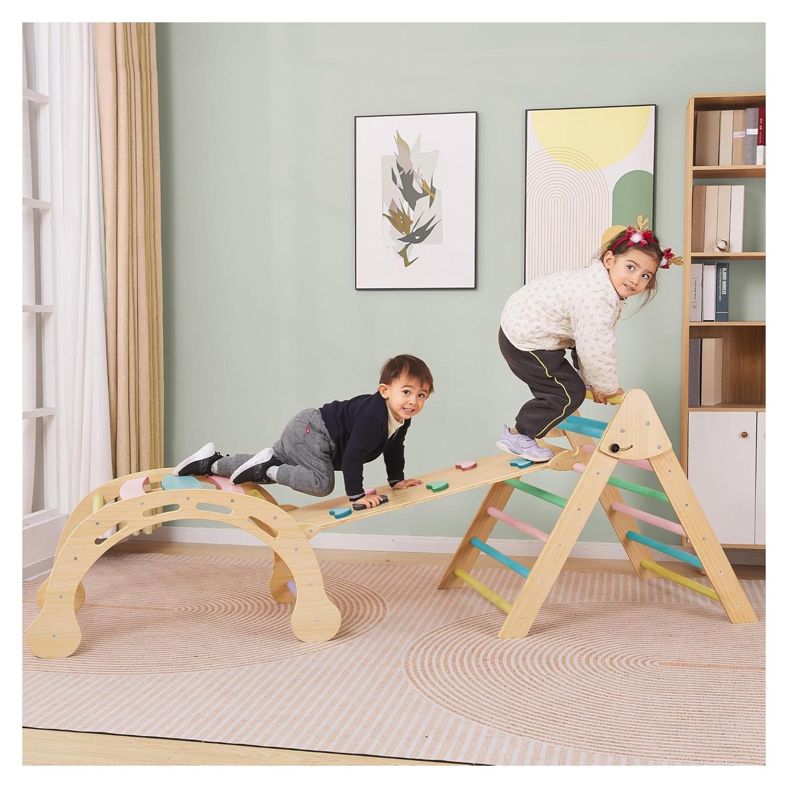 Conjunto Triángulo Pikler Colorido 5 en 1 para Niños 1-6 Años