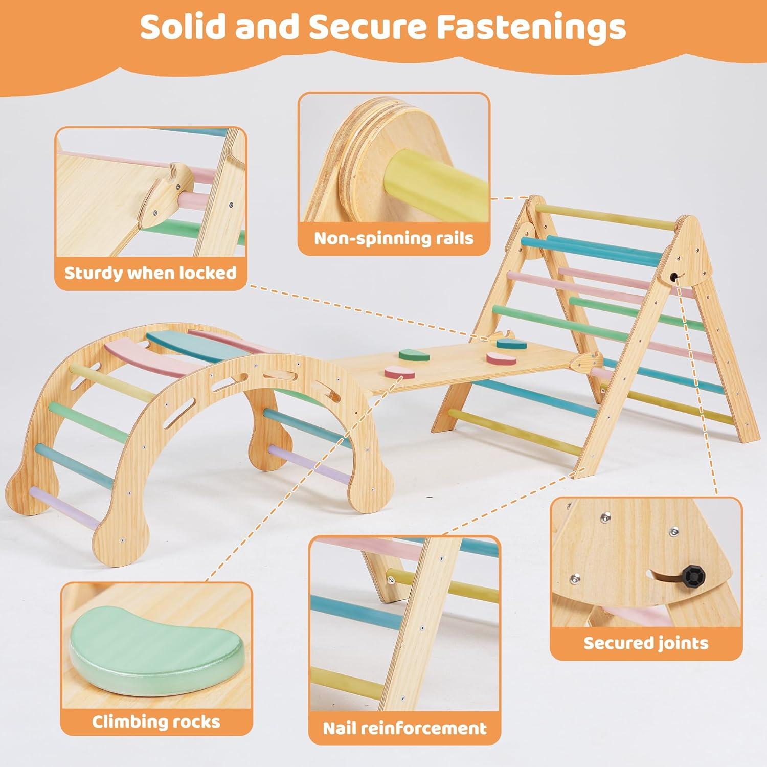 Conjunto Triángulo Pikler Colorido 5 en 1 para Niños 1-6 Años