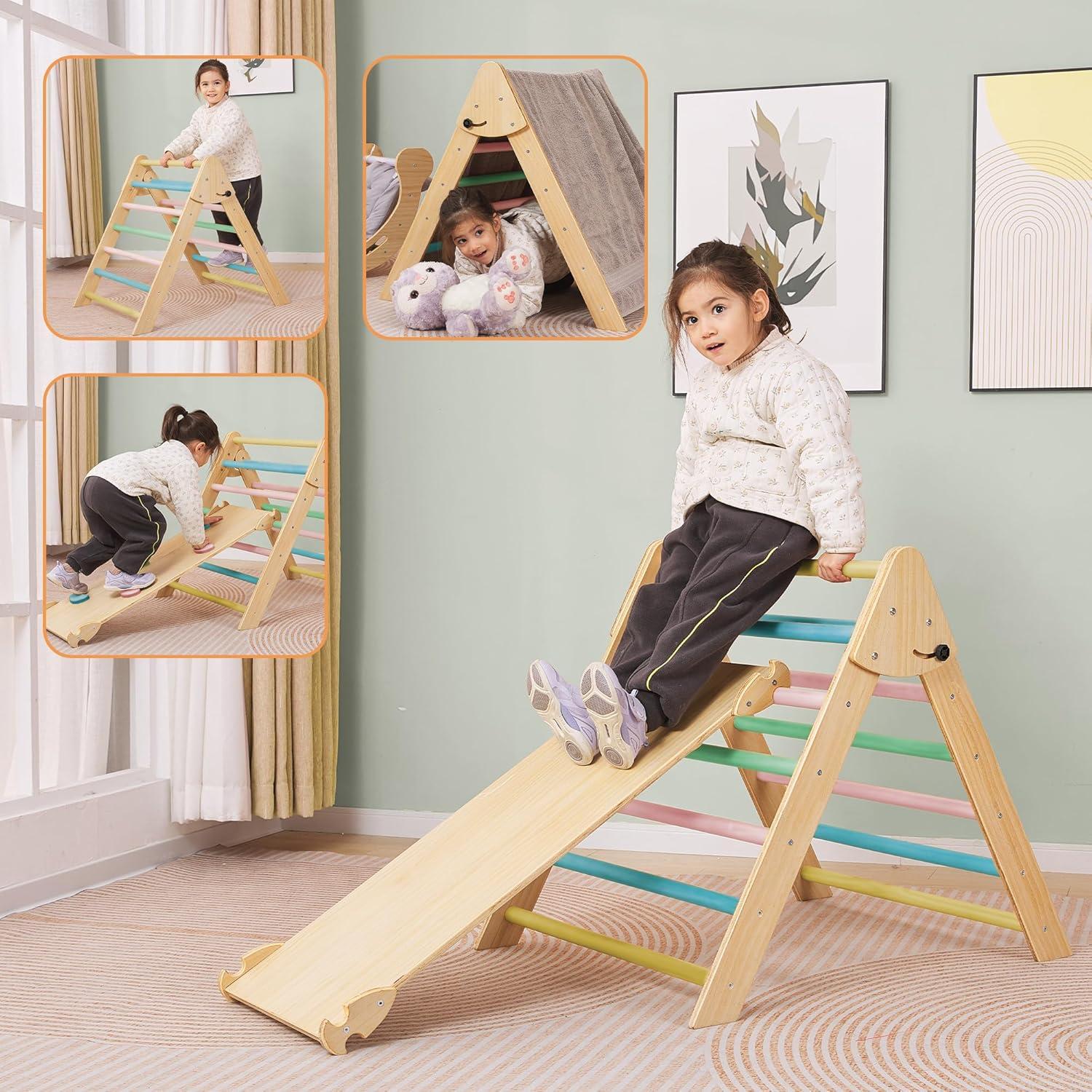 Conjunto Triángulo Pikler Colorido 5 en 1 para Niños 1-6 Años