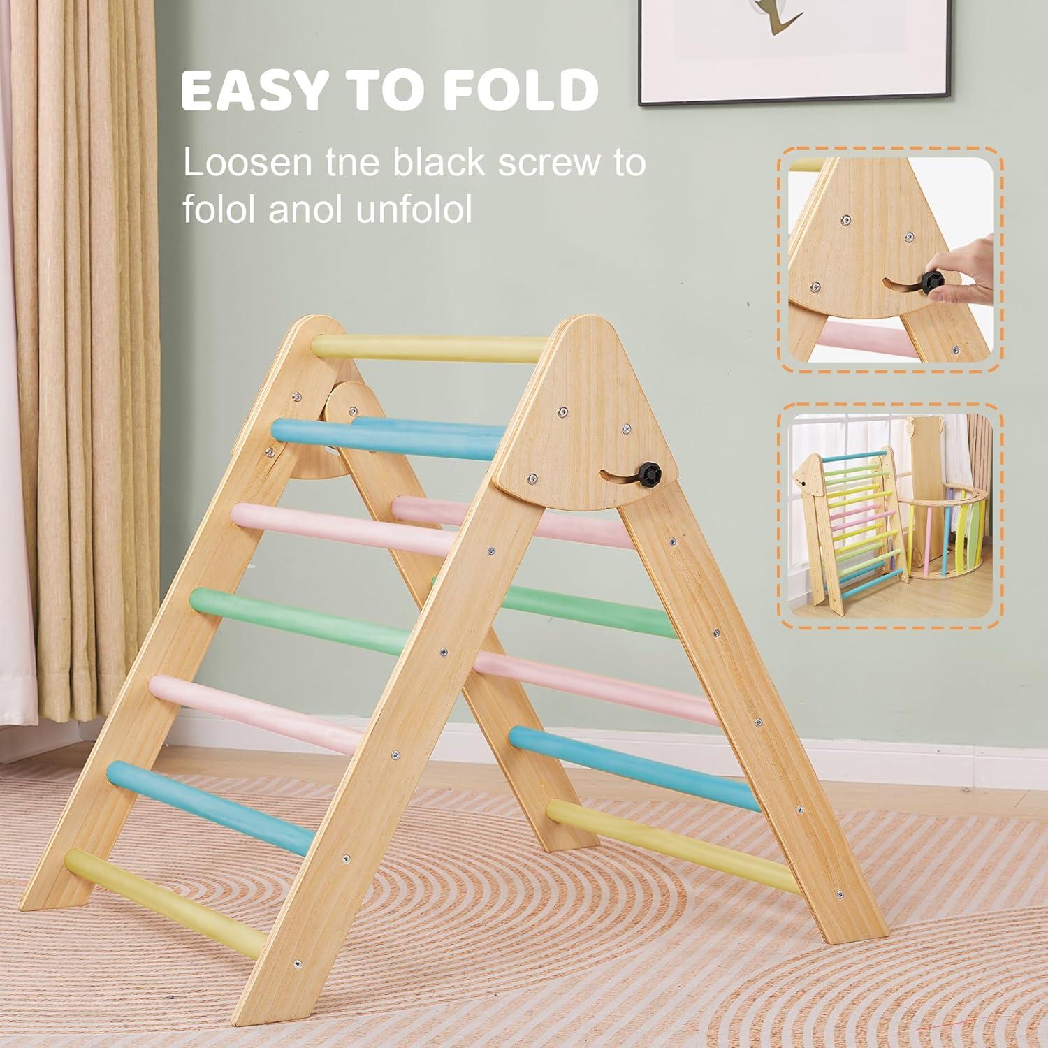 Conjunto Triángulo Pikler Colorido 5 en 1 para Niños 1-6 Años