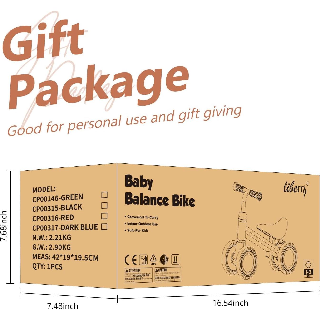 Bicicleta de Equilibrio Liberry Negra para Niños 12-24 Meses