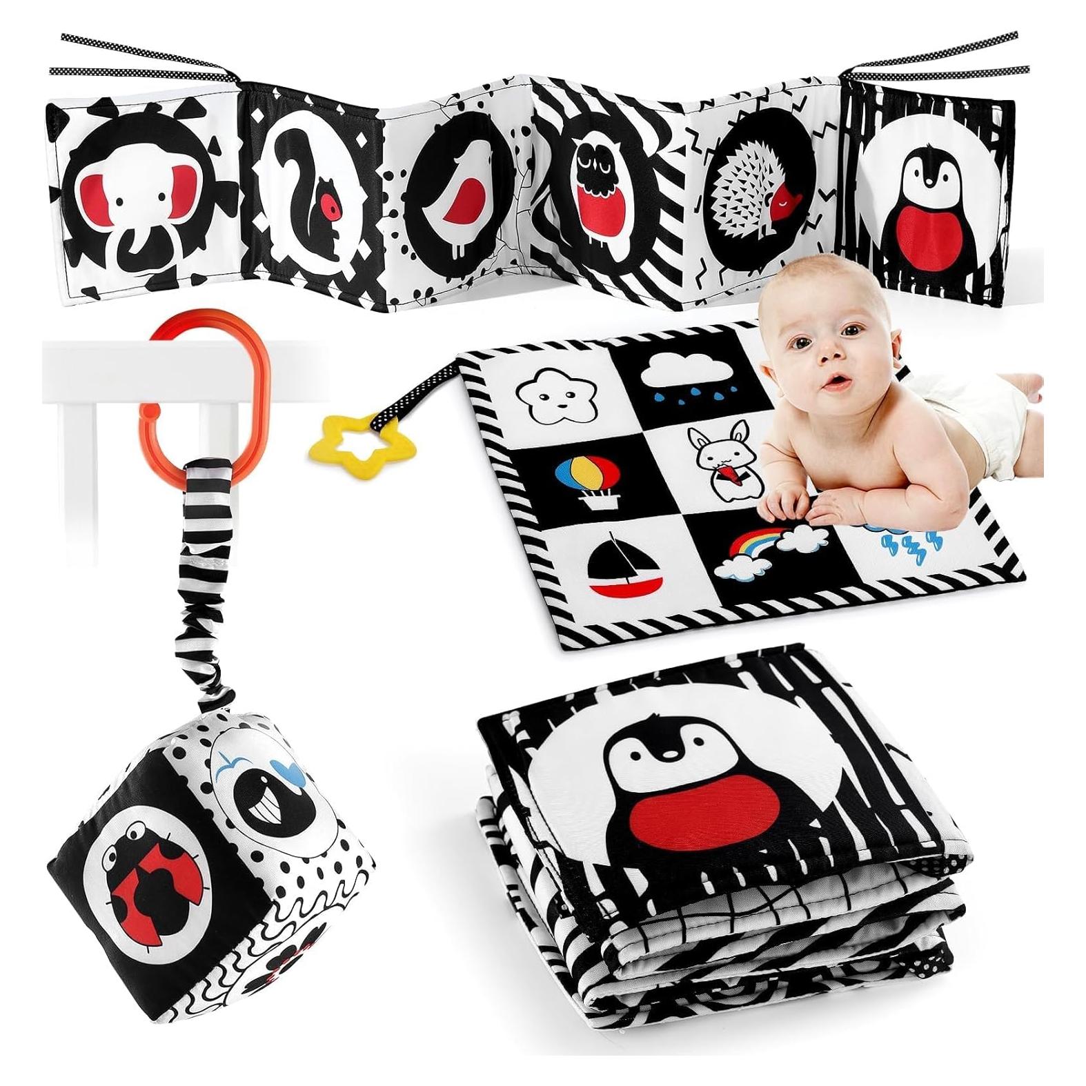 Juguetes Sensoriales para Bebés SAMMAS 3 Pcs Blanco y Negro