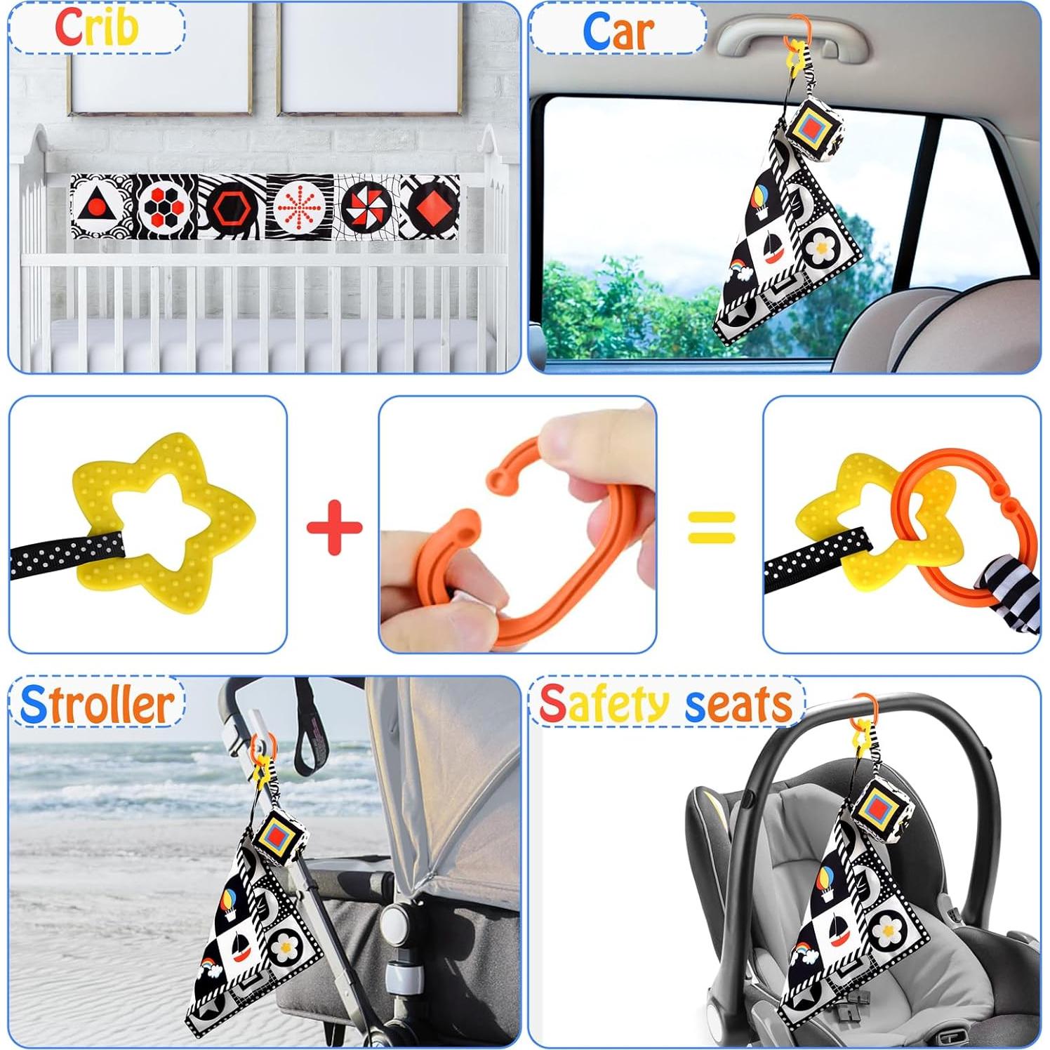 Juguetes Sensoriales para Bebés SAMMAS 3 Pcs Blanco y Negro