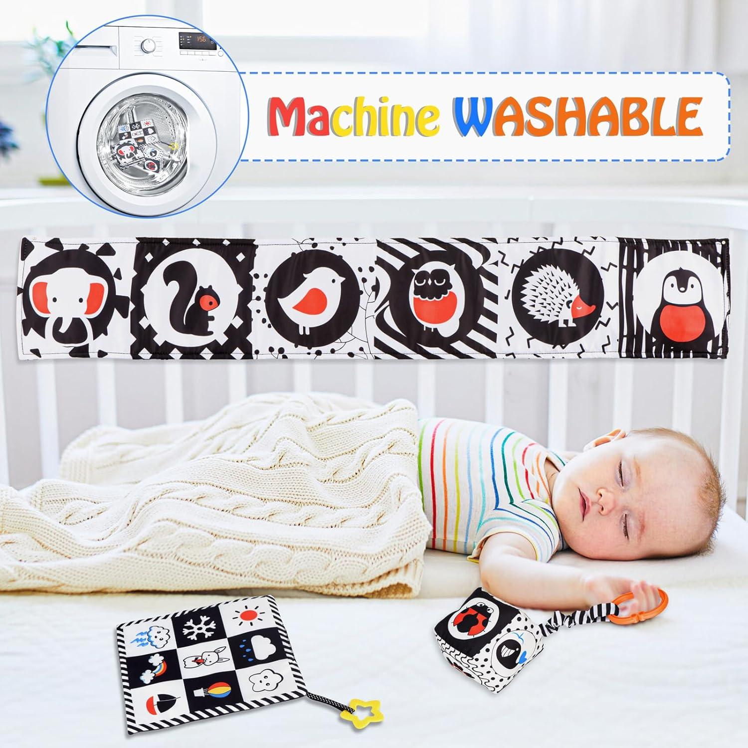 Juguetes Sensoriales para Bebés SAMMAS 3 Pcs Blanco y Negro