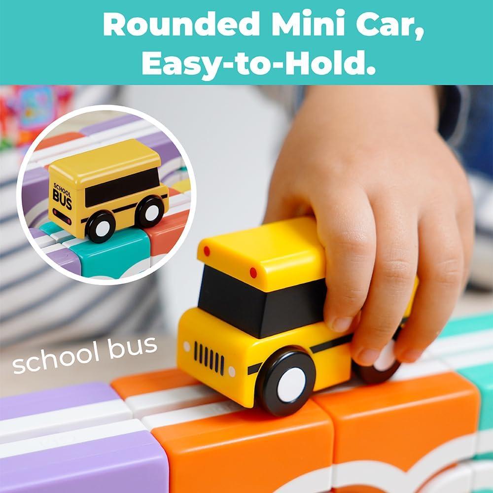 Bloques Magnéticos QBI 13 Piezas con Autobús Escolar 1+ Años