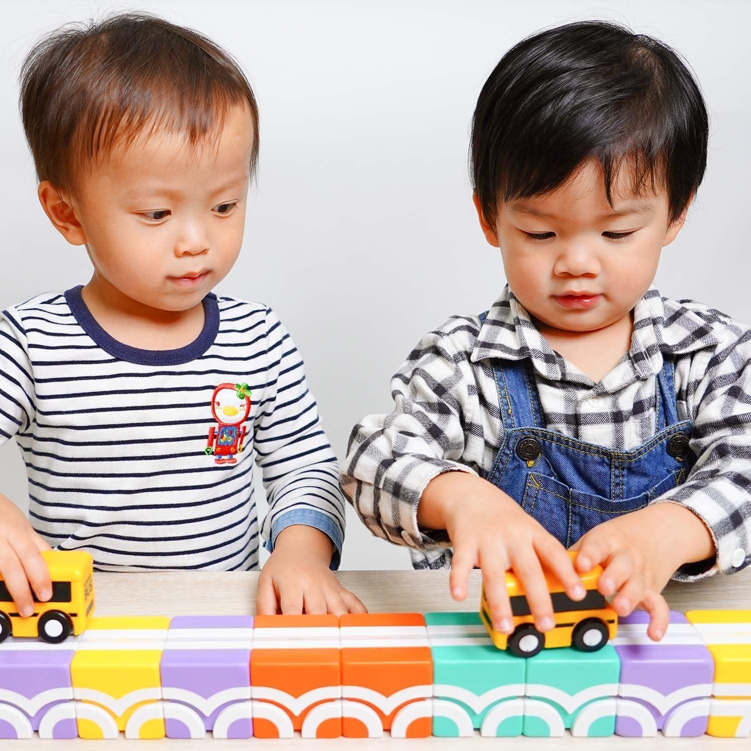 Bloques Magnéticos QBI 13 Piezas con Autobús Escolar 1+ Años