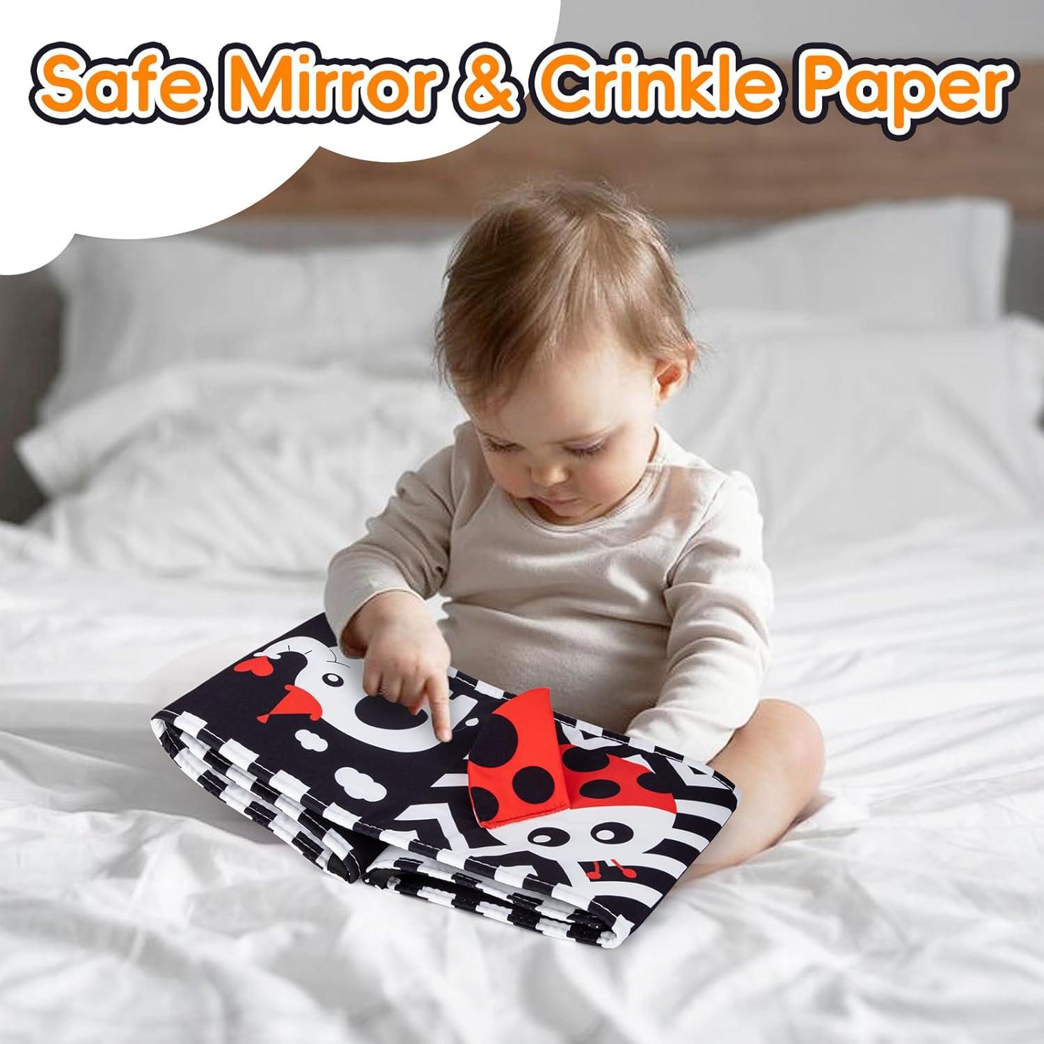 Libro Suave para Bebés Cawgug en Blanco y Negro 0-12 Meses