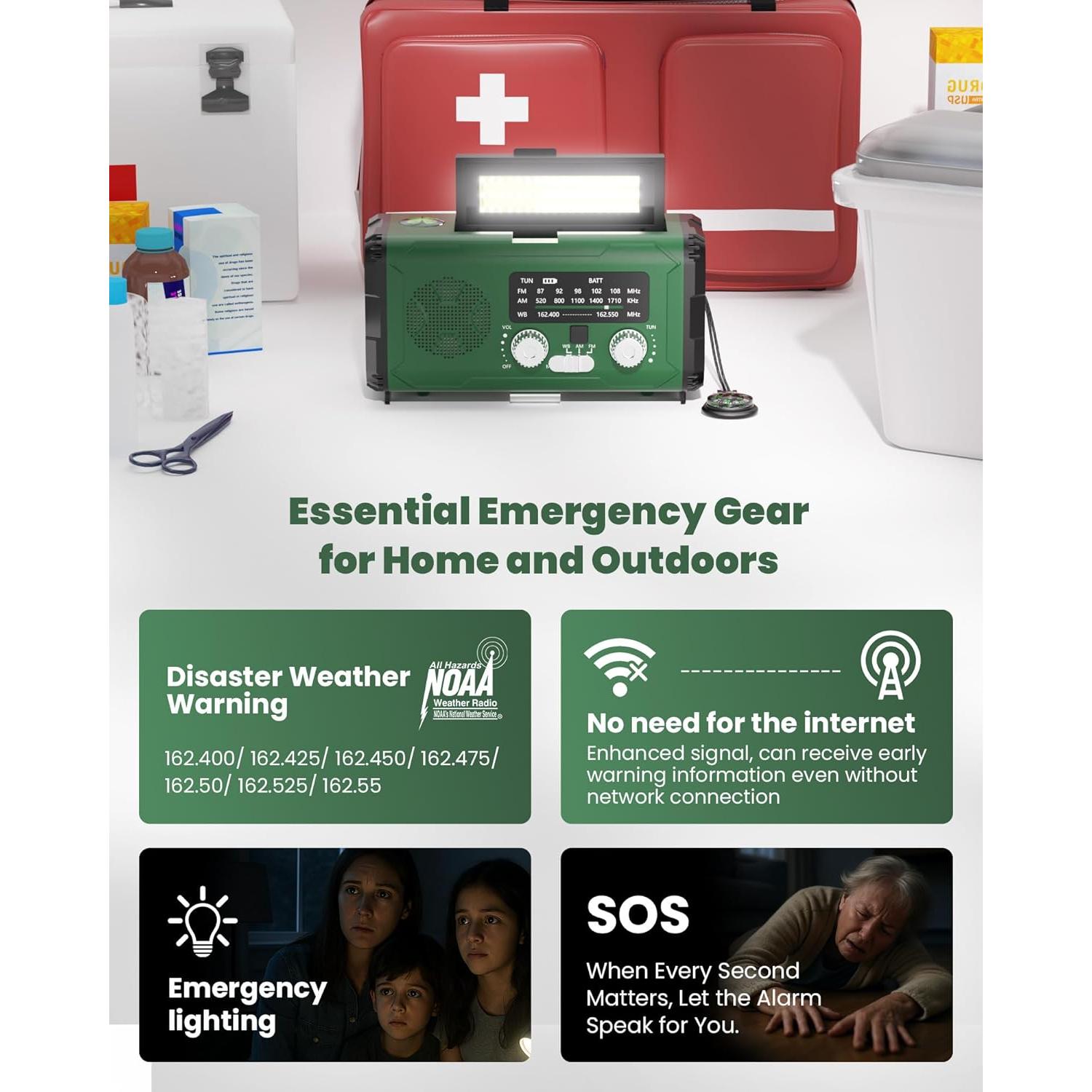 Radio Meteorológica de Emergencia PLOOHT con Batería 10000mAh