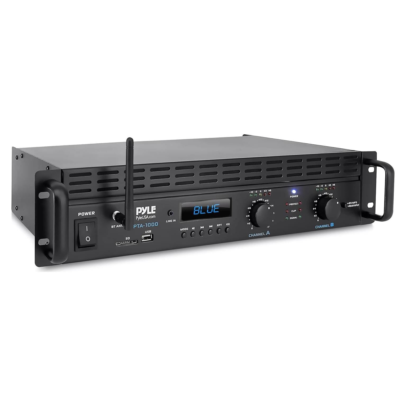 Amplificador Bluetooth Pyle PTA1000BT 2000W 2 Canales Rack