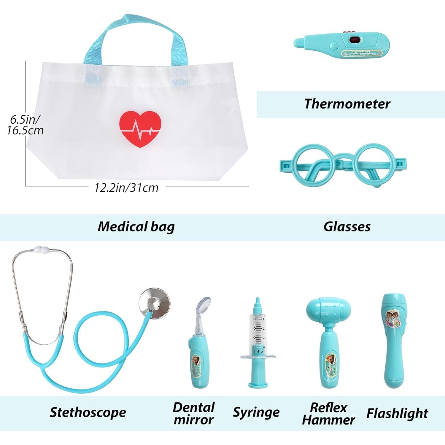 Kit de Doctor para Niños Phobby 8 Piezas con Estetoscopio